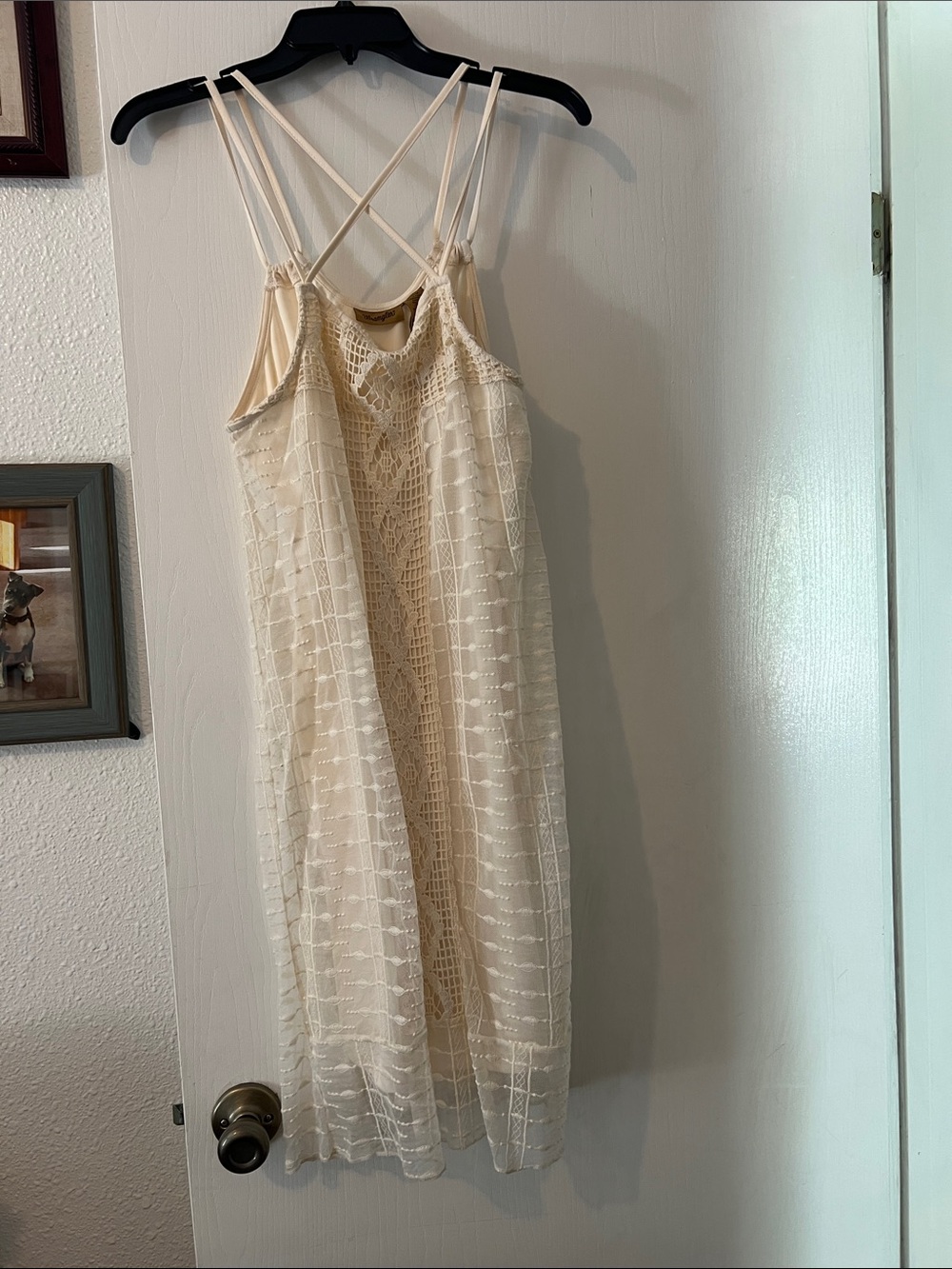 Wrangler Cream Crochet Strappy Midi Dress
